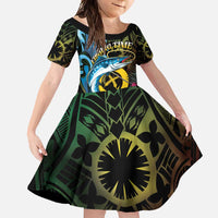 Vanuatu Fishing Family Matching Tank Maxi Dress and Hawaiian Shirt It's Time To Fish LT05 Daughter's Dress Black - Polynesian Pride