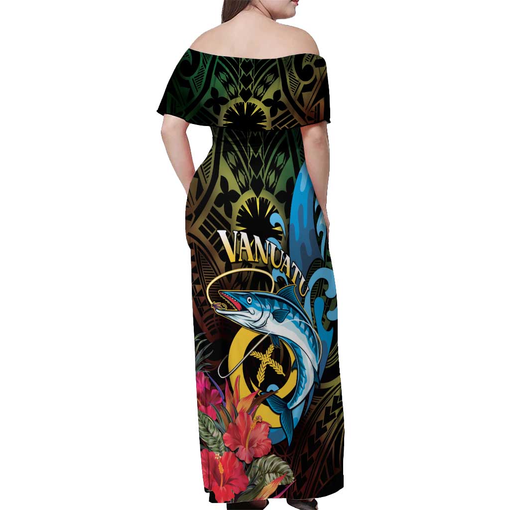 Vanuatu Fishing Off Shoulder Maxi Dress It's Time To Fish