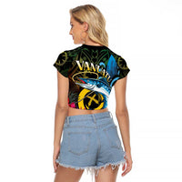 Vanuatu Fishing Raglan Cropped T Shirt It's Time To Fish