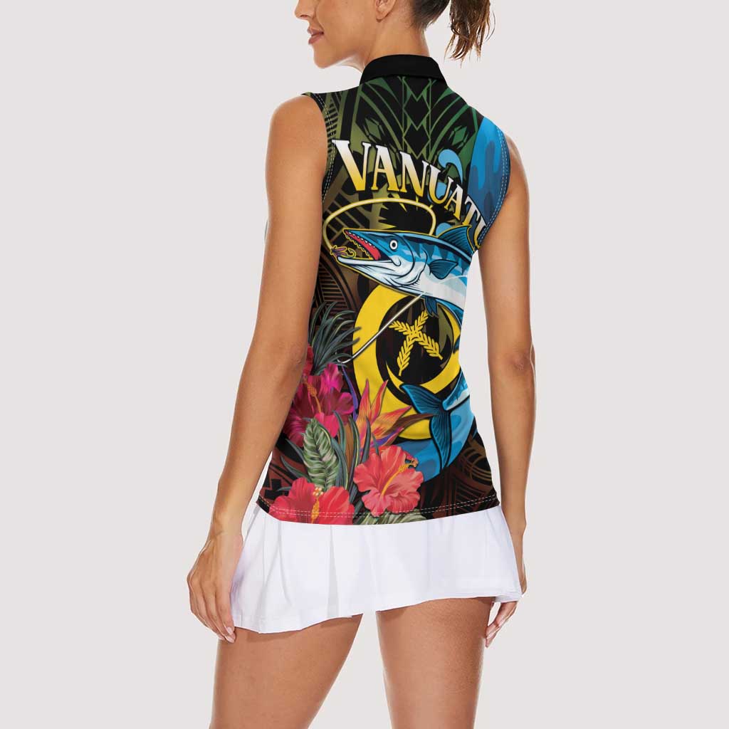 Vanuatu Fishing Women Sleeveless Polo Shirt It's Time To Fish