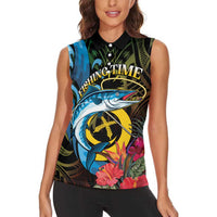 Vanuatu Fishing Women Sleeveless Polo Shirt It's Time To Fish