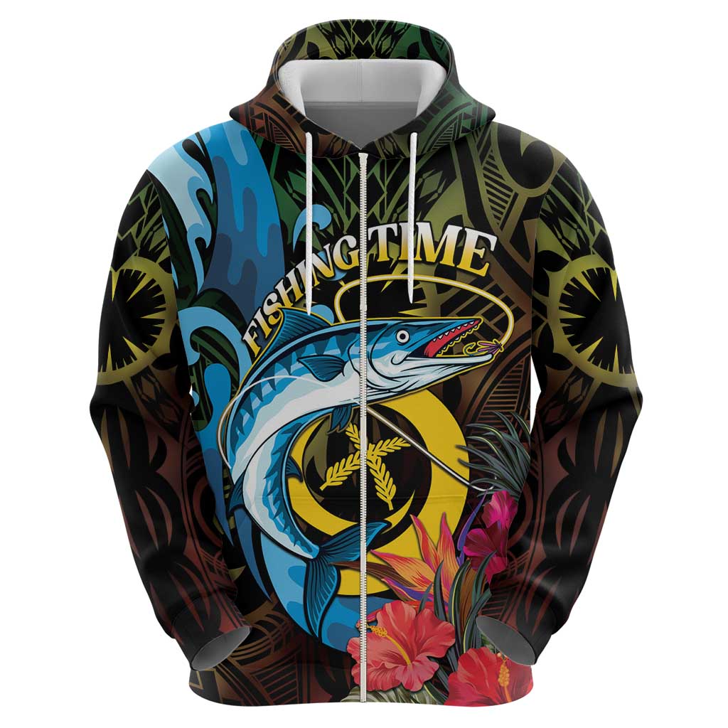Vanuatu Fishing Zip Hoodie It's Time To Fish LT05 - Polynesian Pride