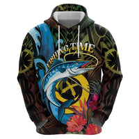 Vanuatu Fishing Zip Hoodie It's Time To Fish LT05 - Polynesian Pride