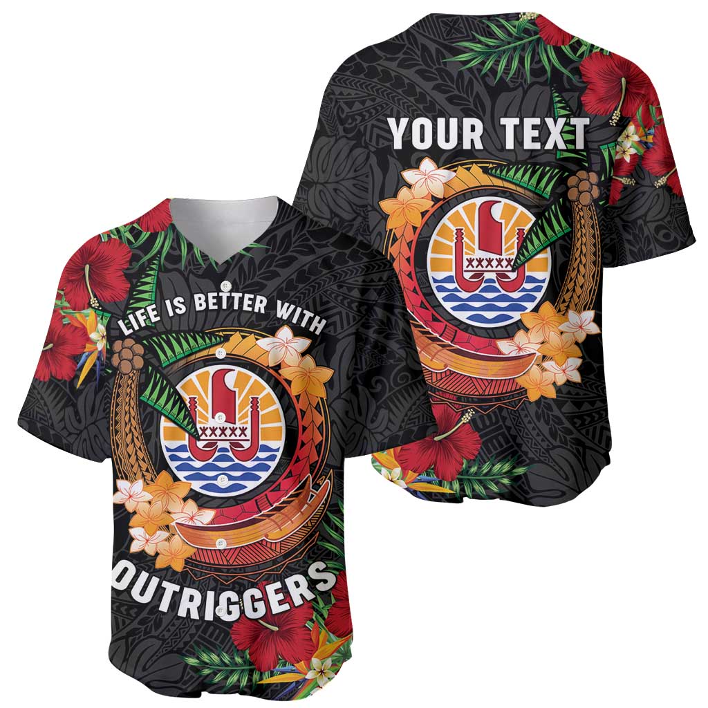 Personalised French Polynesia Outrigger Canoe Race Baseball Jersey Tropical Vibe LT05 - Polynesian Pride