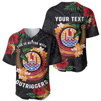 Personalised French Polynesia Outrigger Canoe Race Baseball Jersey Tropical Vibe LT05 - Polynesian Pride