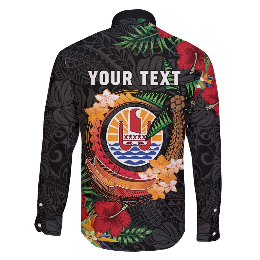 Personalised French Polynesia Outrigger Canoe Race Family Matching Long Sleeve Bodycon Dress and Hawaiian Shirt Tropical Vibe