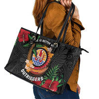 French Polynesia Outrigger Canoe Race Leather Tote Bag Tropical Vibe