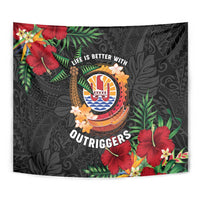 French Polynesia Outrigger Canoe Race Tapestry Tropical Vibe