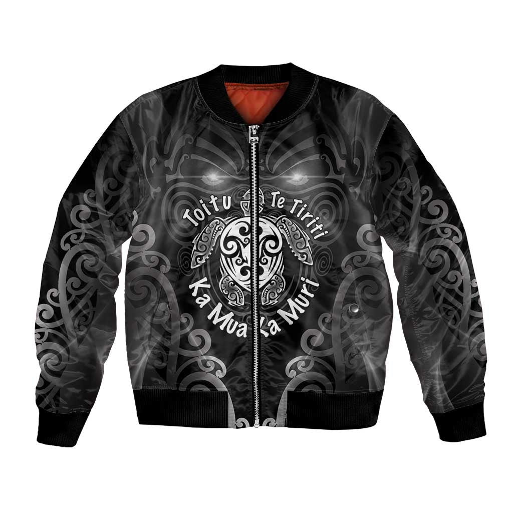 Aotearoa Toitu Te Tiriti Bomber Jacket Ka Mua Ka Muri LT05 Unisex Black - Polynesian Pride