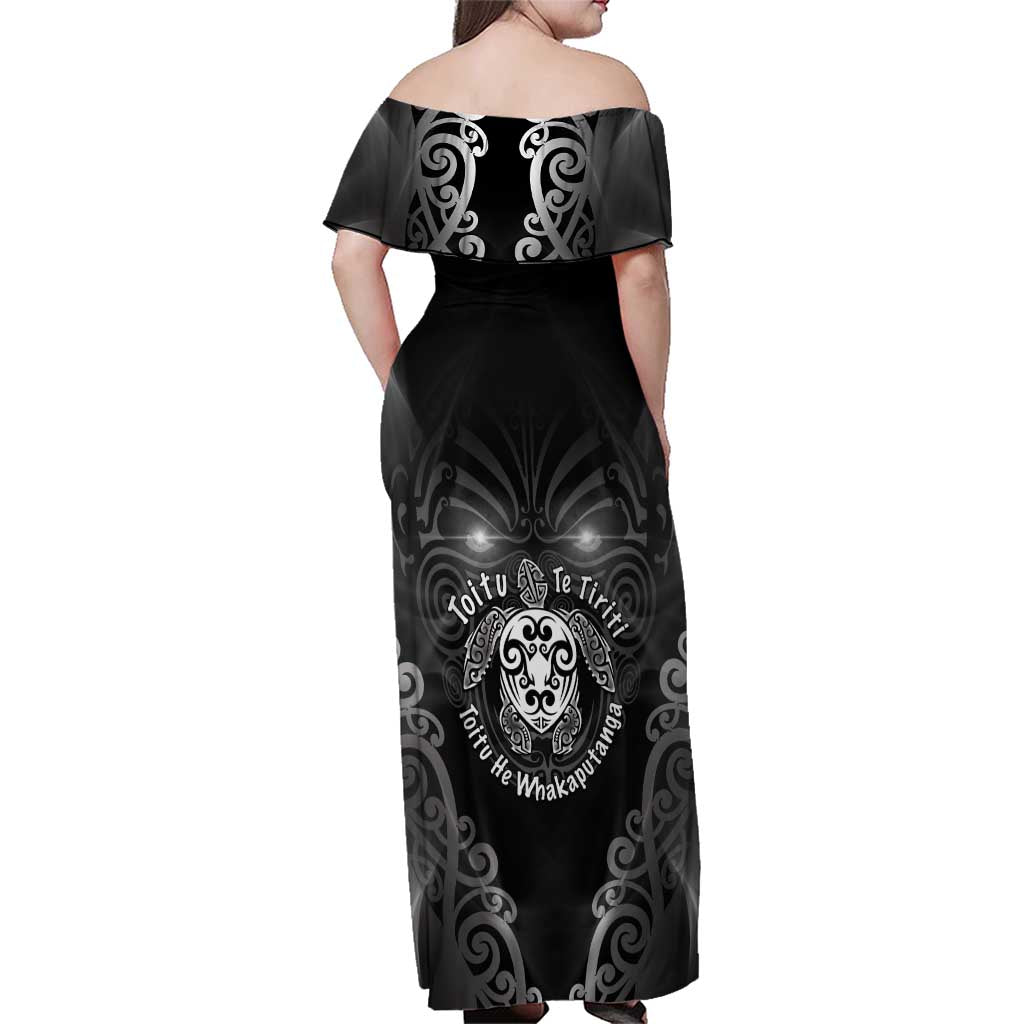 Aotearoa Toitu Te Tiriti Family Matching Off Shoulder Maxi Dress and Hawaiian Shirt Ka Mua Ka Muri