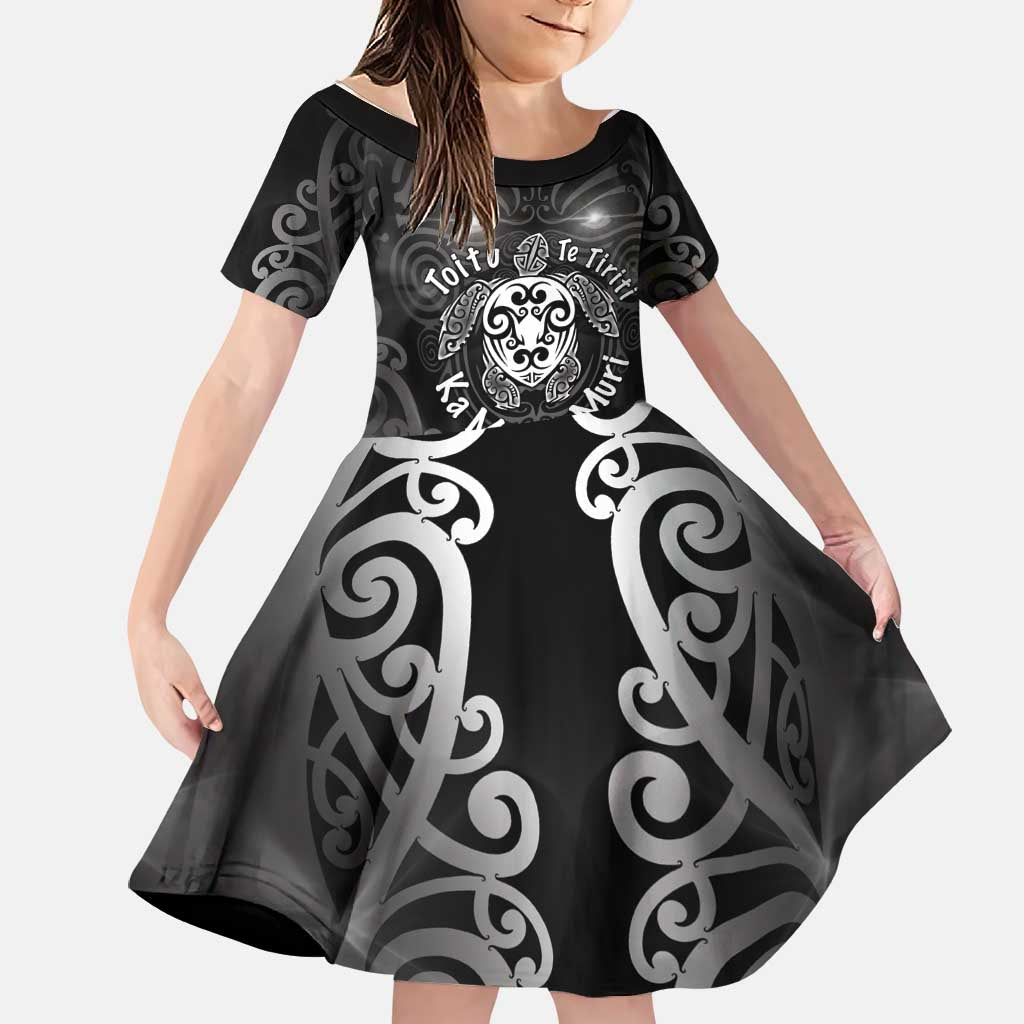 Aotearoa Toitu Te Tiriti Family Matching Off Shoulder Short Dress and Hawaiian Shirt Ka Mua Ka Muri