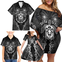 Aotearoa Toitu Te Tiriti Family Matching Off Shoulder Short Dress and Hawaiian Shirt Ka Mua Ka Muri