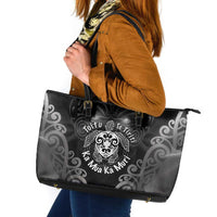 Aotearoa Toitu Te Tiriti Leather Tote Bag Ka Mua Ka Muri
