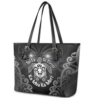 Aotearoa Toitu Te Tiriti Leather Tote Bag Ka Mua Ka Muri