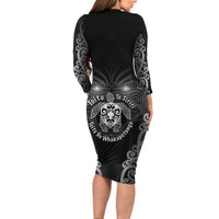 Aotearoa Toitu Te Tiriti Long Sleeve Bodycon Dress Ka Mua Ka Muri LT05 - Polynesian Pride