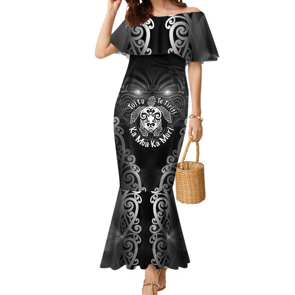 Aotearoa Toitu Te Tiriti Mermaid Dress Ka Mua Ka Muri LT05 Women Black - Polynesian Pride