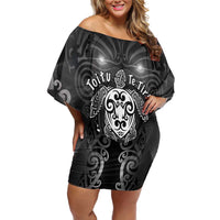 Aotearoa Toitu Te Tiriti Off Shoulder Short Dress Ka Mua Ka Muri