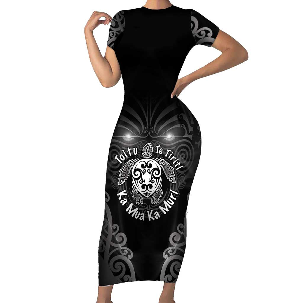 Aotearoa Toitu Te Tiriti Short Sleeve Bodycon Dress Ka Mua Ka Muri