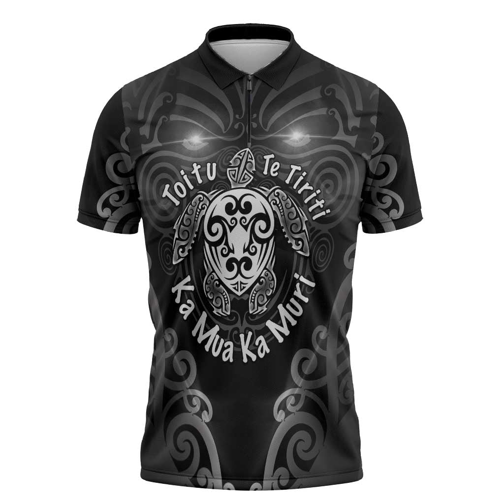 Aotearoa Toitu Te Tiriti Zipper Polo Shirt Ka Mua Ka Muri
