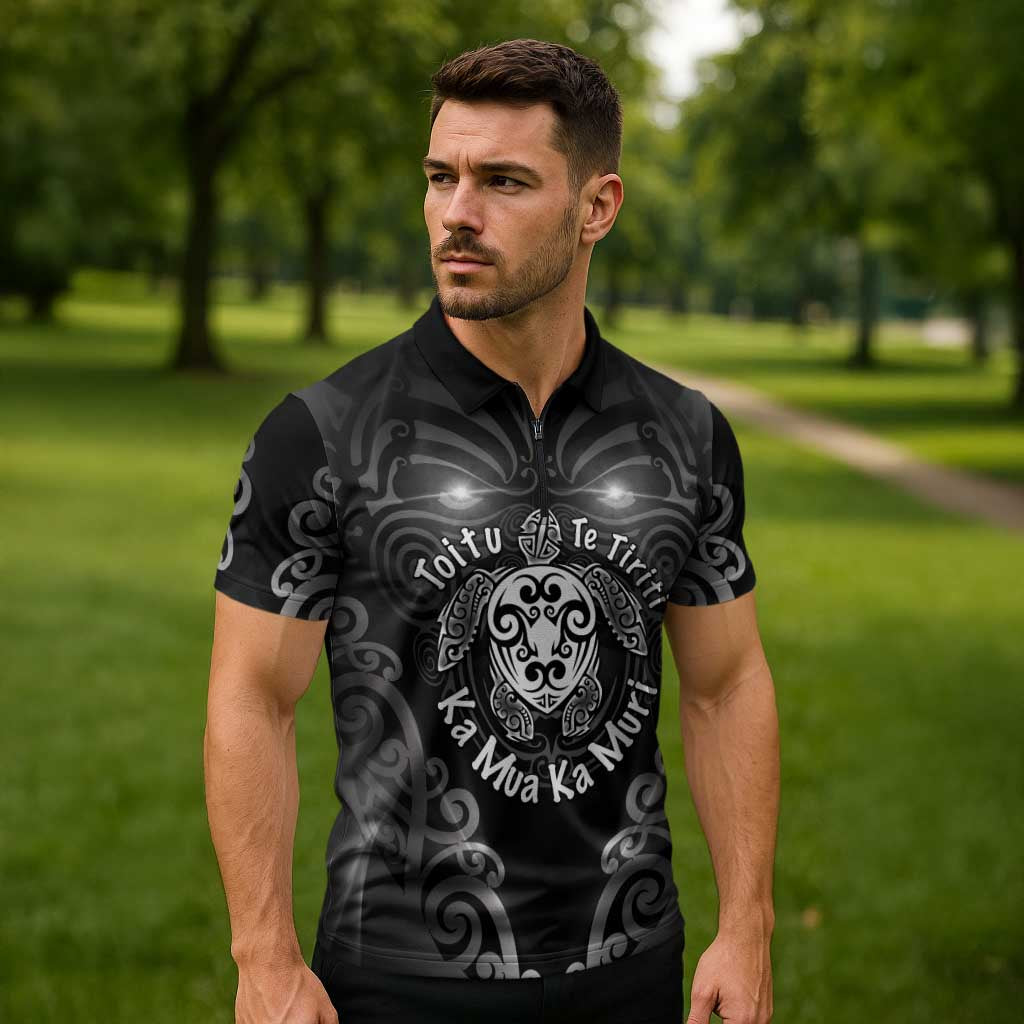 Aotearoa Toitu Te Tiriti Zipper Polo Shirt Ka Mua Ka Muri