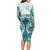 New Zealand Aotearoa Kia Ora Long Sleeve Bodycon Dress Paua Shell Maori Silver Fern LT05 - Polynesian Pride