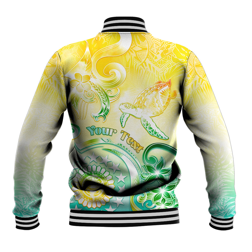 Personalised Cook Islands Kia Orana Baseball Jacket Polynesian Turtle With Circle Stars LT05 - Polynesian Pride