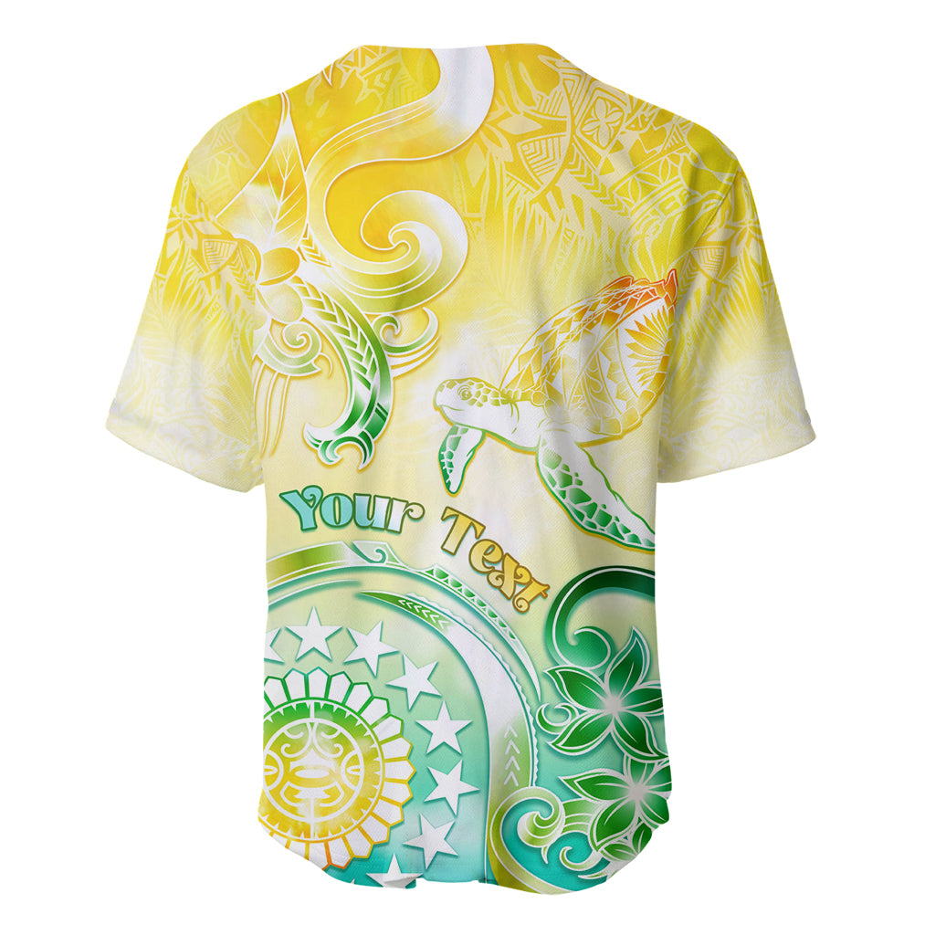 Personalised Cook Islands Kia Orana Baseball Jersey Polynesian Turtle With Circle Stars LT05 - Polynesian Pride