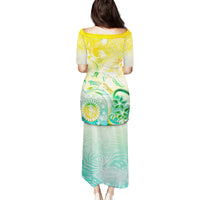 Personalised Cook Islands Kia Orana Family Matching Puletasi and Hawaiian Shirt Polynesian Turtle With Circle Stars LT05 - Polynesian Pride