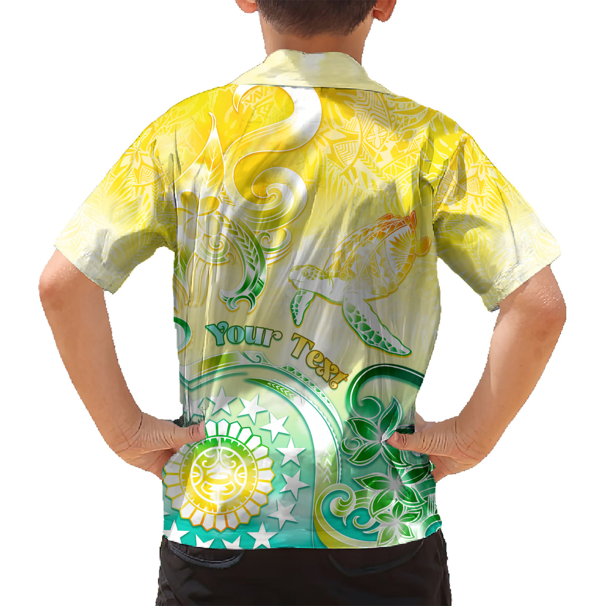 Personalised Cook Islands Kia Orana Kid Hawaiian Shirt Polynesian Turtle With Circle Stars LT05 - Polynesian Pride