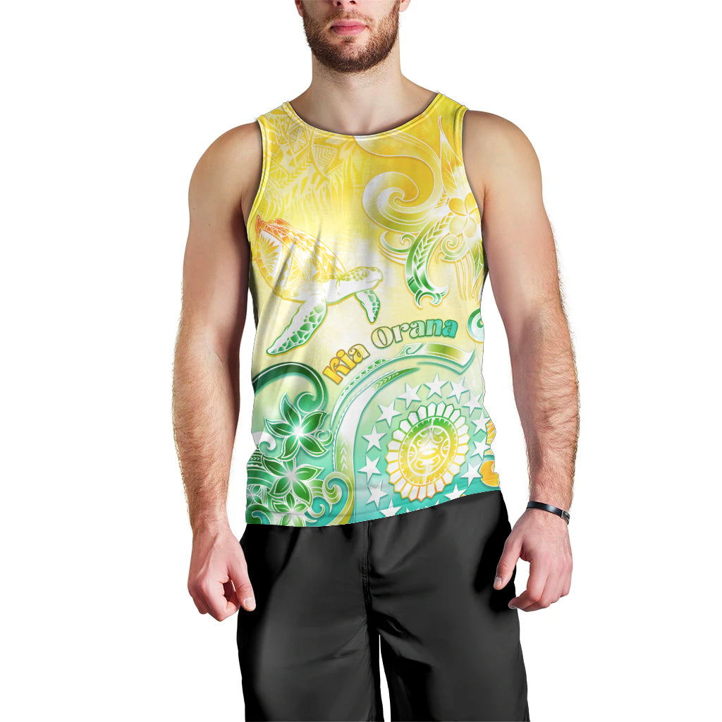 Personalised Cook Islands Kia Orana Men Tank Top Polynesian Turtle With Circle Stars LT05 - Polynesian Pride