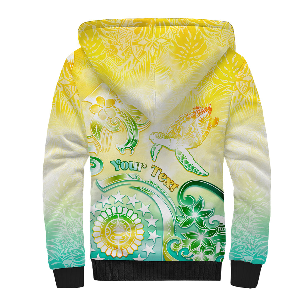 Personalised Cook Islands Kia Orana Sherpa Hoodie Polynesian Turtle With Circle Stars LT05 - Polynesian Pride