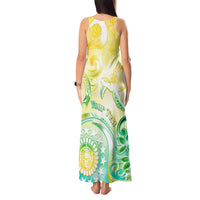 Personalised Cook Islands Kia Orana Tank Maxi Dress Polynesian Turtle With Circle Stars LT05 - Polynesian Pride