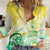 Personalised Cook Islands Kia Orana Women Casual Shirt Polynesian Turtle With Circle Stars LT05 Female Yellow - Polynesian Pride