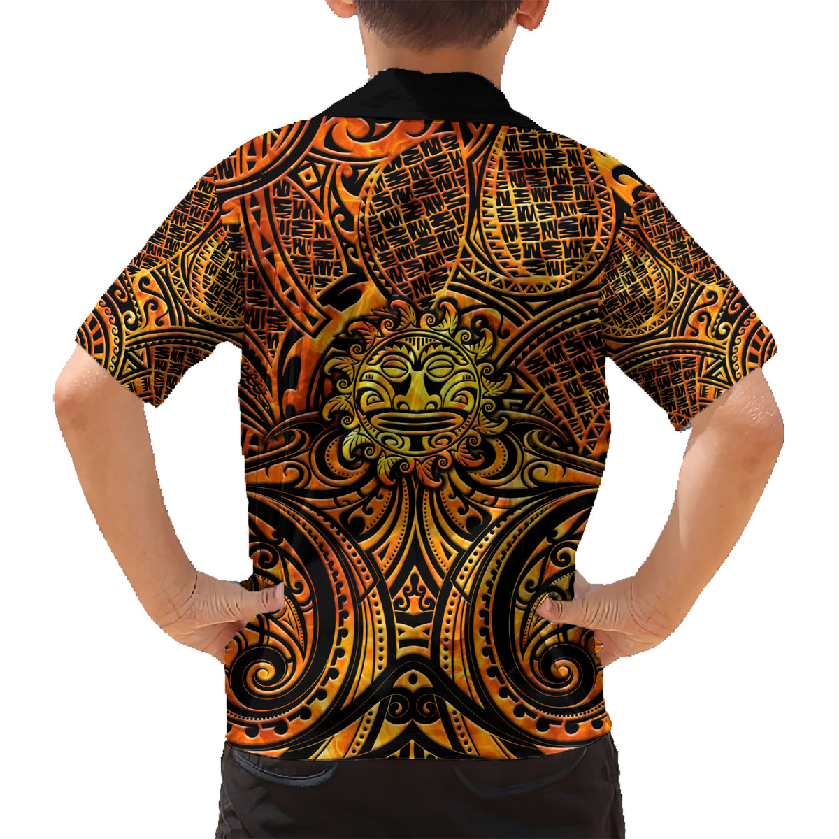 New Zealand Tamanuitera The Sun Family Matching Short Sleeve Bodycon Dress and Hawaiian Shirt Maori Pattern LT05 - Polynesian Pride