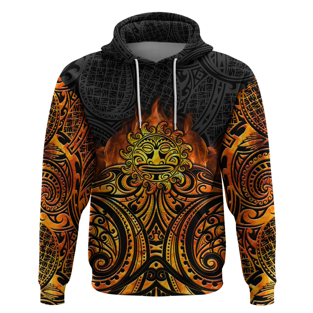 New Zealand Tamanuitera The Sun Hoodie Maori Pattern LT05 Pullover Hoodie Orange - Polynesian Pride