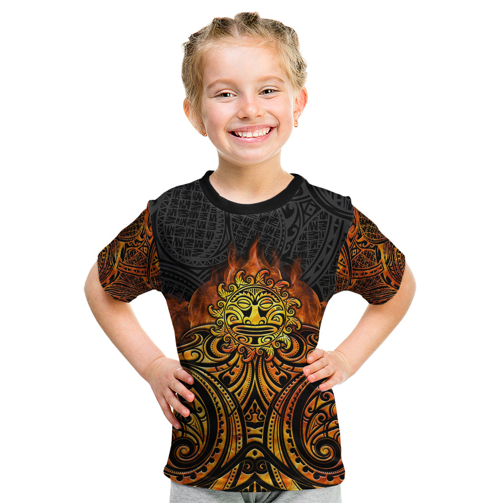 New Zealand Tamanuitera The Sun Kid T Shirt Maori Pattern LT05 Orange - Polynesian Pride