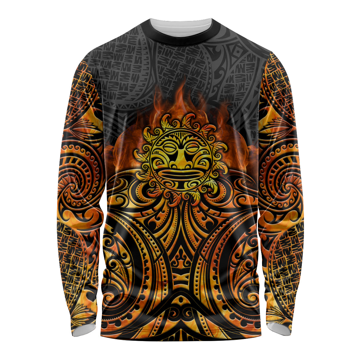 New Zealand Tamanuitera The Sun Long Sleeve Shirt Maori Pattern LT05 Unisex Orange - Polynesian Pride