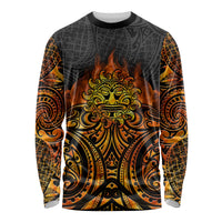 New Zealand Tamanuitera The Sun Long Sleeve Shirt Maori Pattern LT05 Unisex Orange - Polynesian Pride