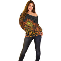 New Zealand Tamanuitera The Sun Off Shoulder Sweater Maori Pattern