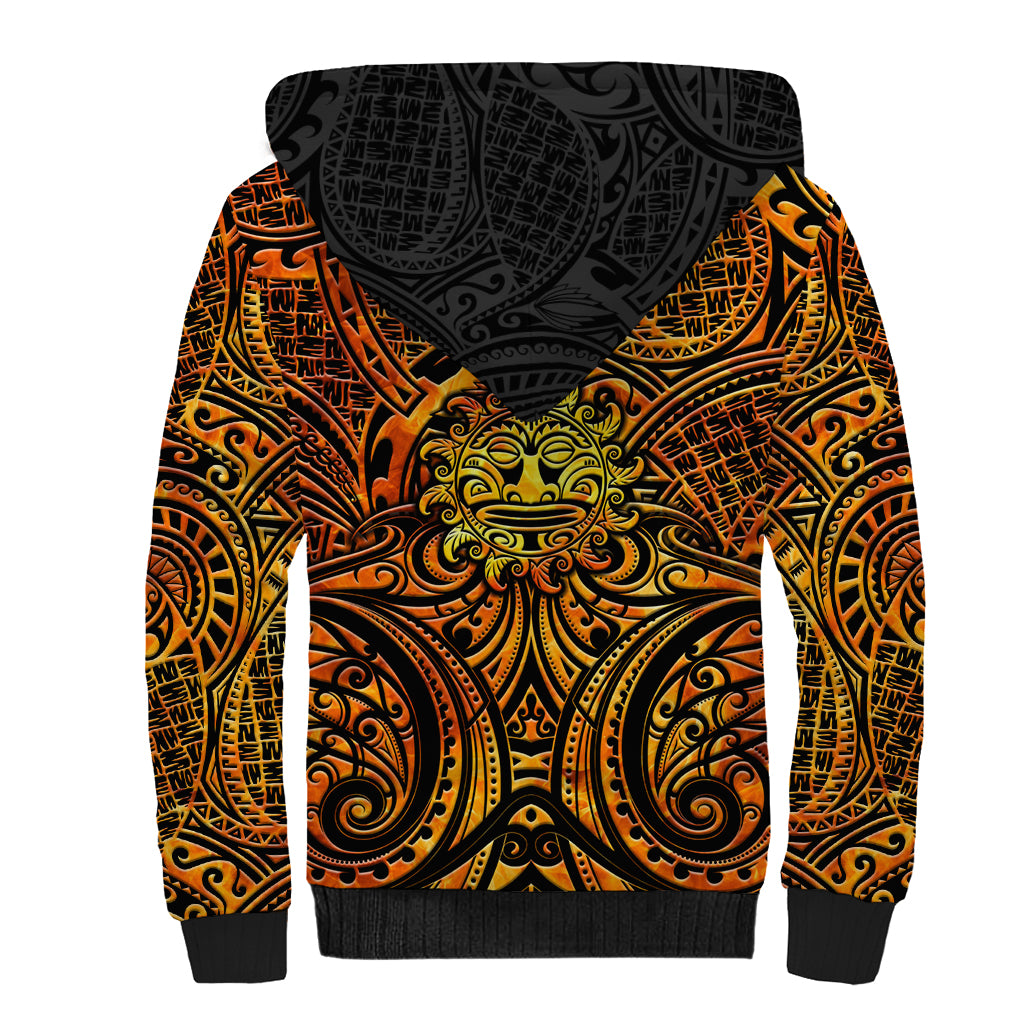 New Zealand Tamanuitera The Sun Sherpa Hoodie Maori Pattern