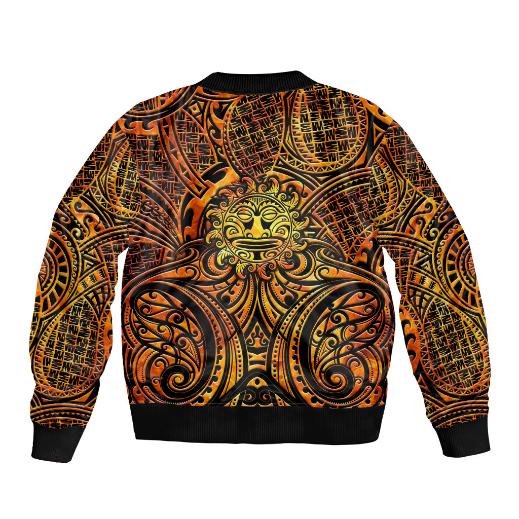 New Zealand Tamanuitera The Sun Sleeve Zip Bomber Jacket Maori Pattern