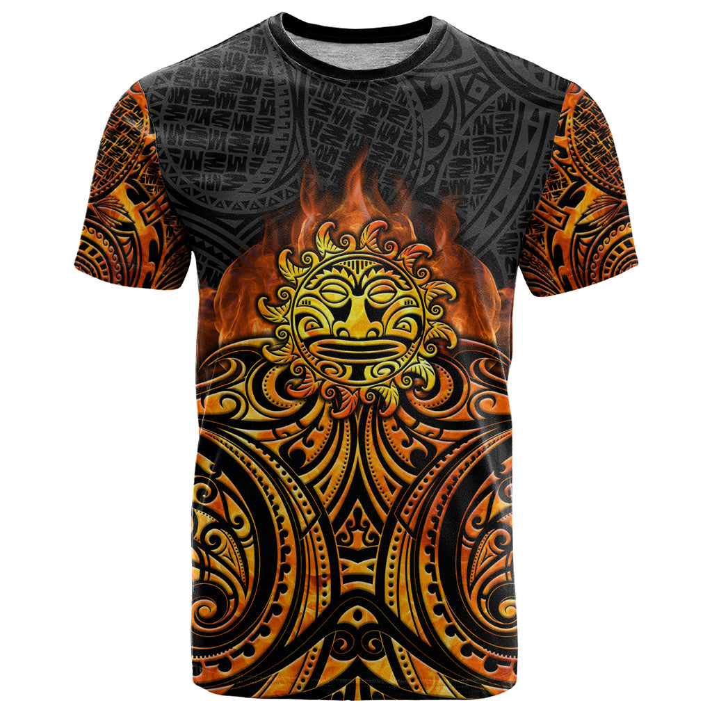 New Zealand Tamanuitera The Sun T Shirt Maori Pattern LT05 Orange - Polynesian Pride