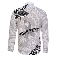 Personalised Polynesia Brain Cancer Family Matching Long Sleeve Bodycon Dress and Hawaiian Shirt No One Fights Alone
