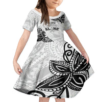 Personalised Polynesia Brain Cancer Family Matching Summer Maxi Dress and Hawaiian Shirt No One Fights Alone LT05 Daughter's Dress White - Polynesian Pride