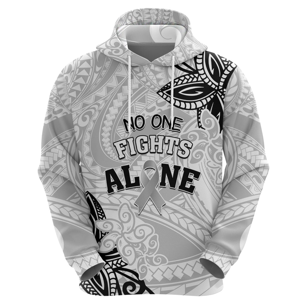 Personalised Polynesia Brain Cancer Hoodie No One Fights Alone LT05 - Polynesian Pride
