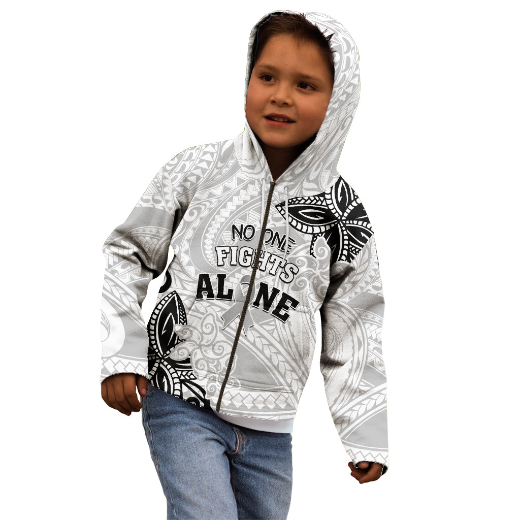 Personalised Polynesia Brain Cancer Kid Hoodie No One Fights Alone