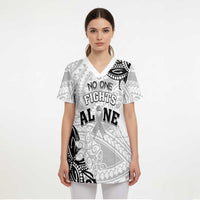 Personalised Polynesia Brain Cancer Scrub Top No One Fights Alone - Polynesian Pride