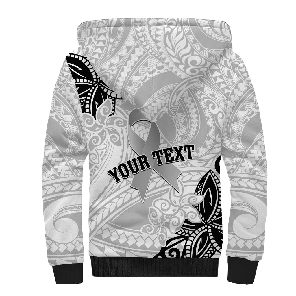Personalised Polynesia Brain Cancer Sherpa Hoodie No One Fights Alone