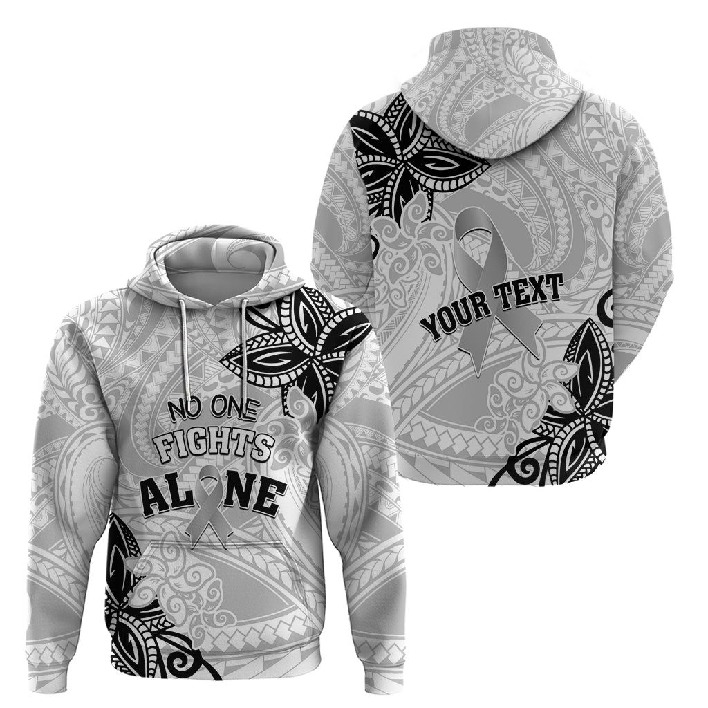 Personalised Polynesia Brain Cancer Zip Hoodie No One Fights Alone