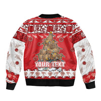 Personalised New Zealand Christmas In July Bomber Jacket Maori Kiwi Xmas Tree - Red LT05 - Polynesian Pride